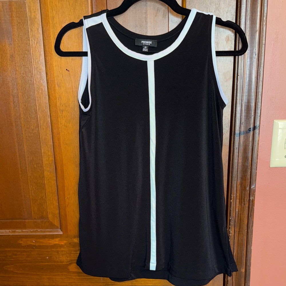 Premise Black Tank with White Contrast Trim